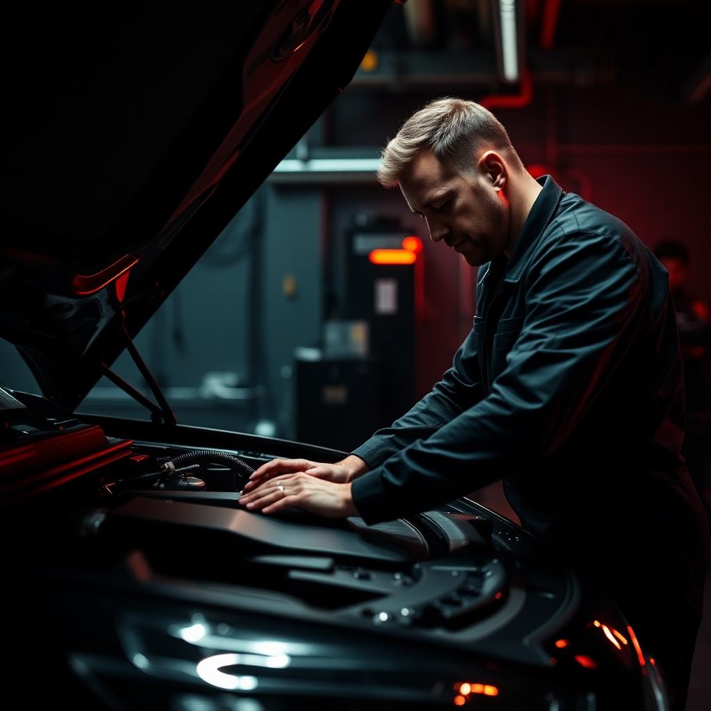 Kfz-Techniker bei der Arbeit in der MDH Autoservice Werkstatt